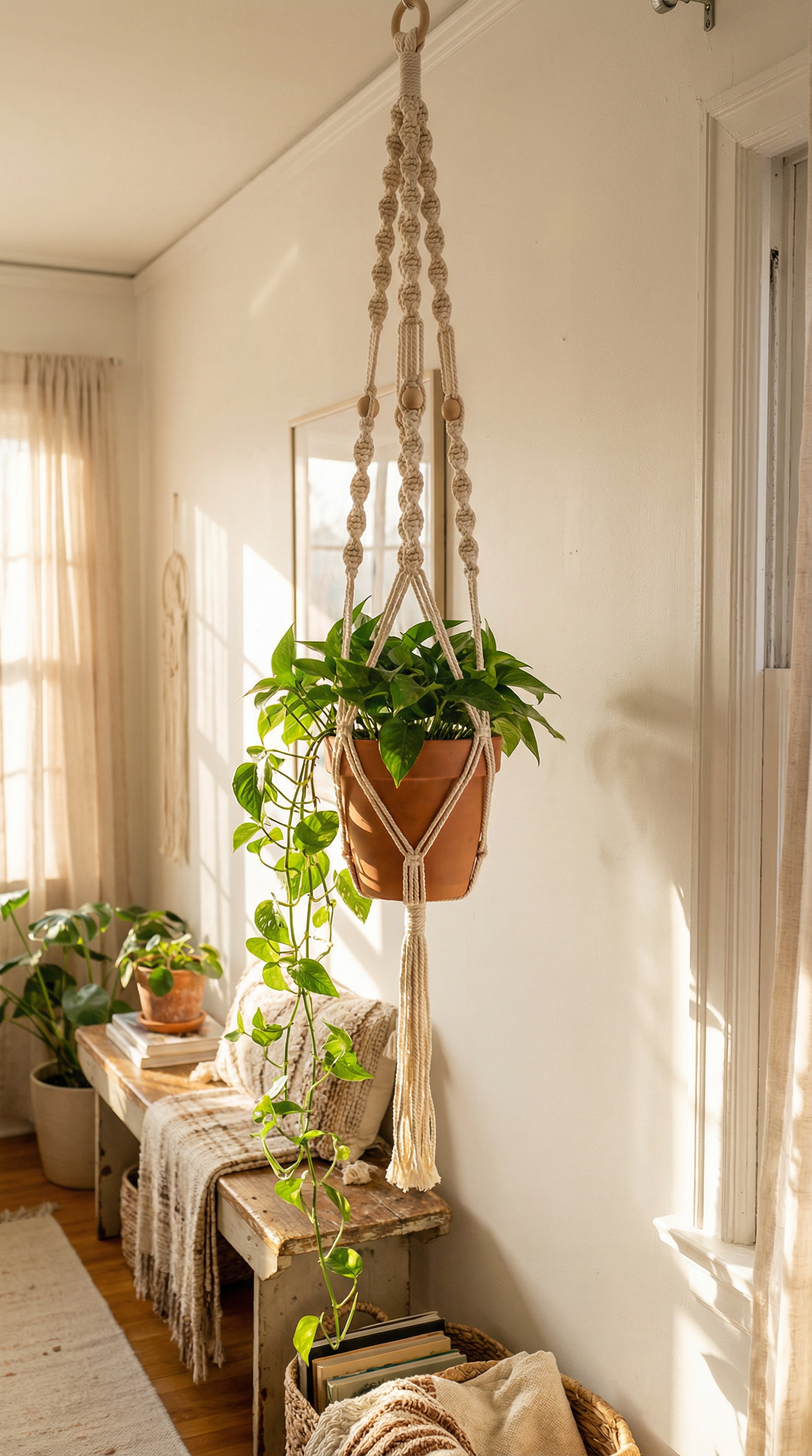 Suspension pour plante en macramé